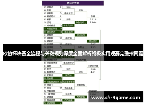 欧协杯决赛全流程与关键规则深度全面解析终极实用观赛完整指南篇 欧协杯决赛全流程与关键规则深度全面解析终极实用观赛完整指南篇